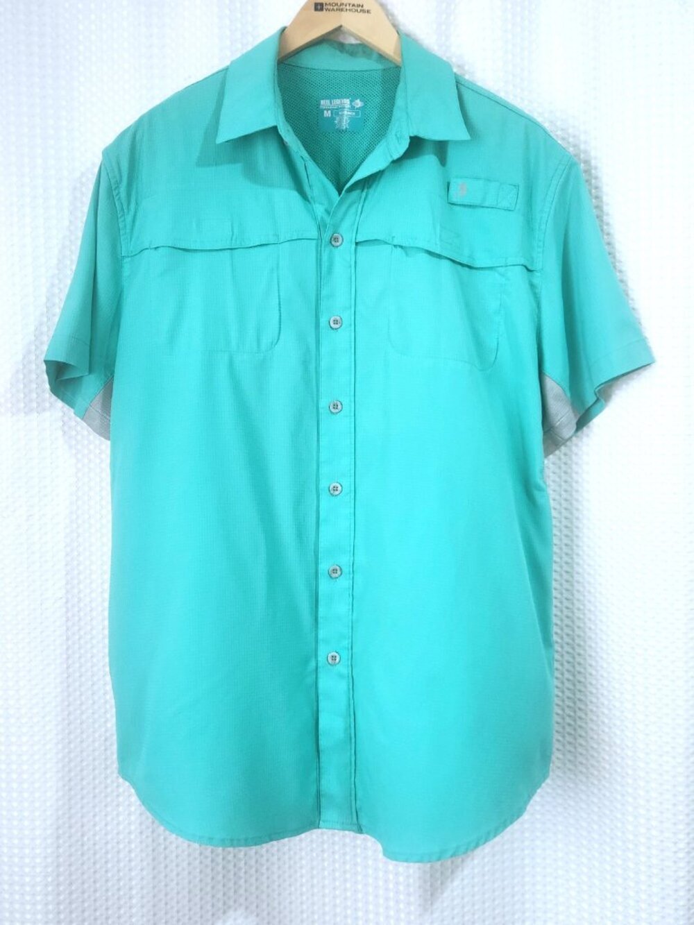 Reel Legends Mens Size Medium Aqua Turquoise Vented Performance Fishing Shirt